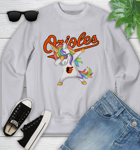 Baltimore Orioles MLB Baseball Funny Unicorn Dabbing Sports Youth Sweatshirt 4