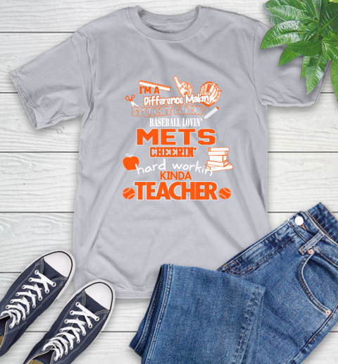 New York Mets MLB I'm A Difference Making Student Caring Baseball Loving Kinda Teacher T-Shirt 6