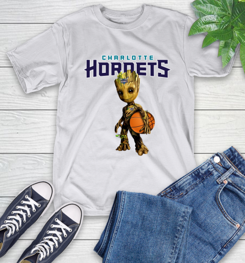 Charlotte Hornets NBA Basketball Groot Marvel Guardians Of The Galaxy T-Shirt 12