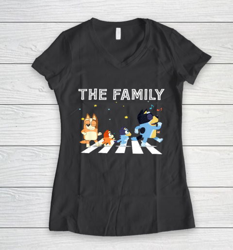 The Heeler Family Bluey Dad Mom For Lover Women's V-Neck T-Shirt 6