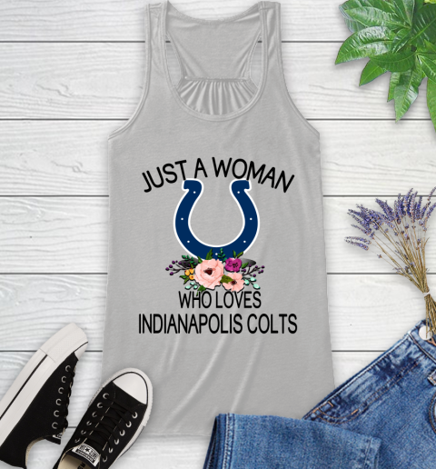 NFL Just A Woman Who Loves Indianapolis Colts Football Sports Racerback Tank