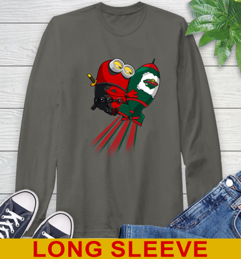 NHL Hockey Minnesota Wild Deadpool Minion Marvel Shirt Long Sleeve T-Shirt 10