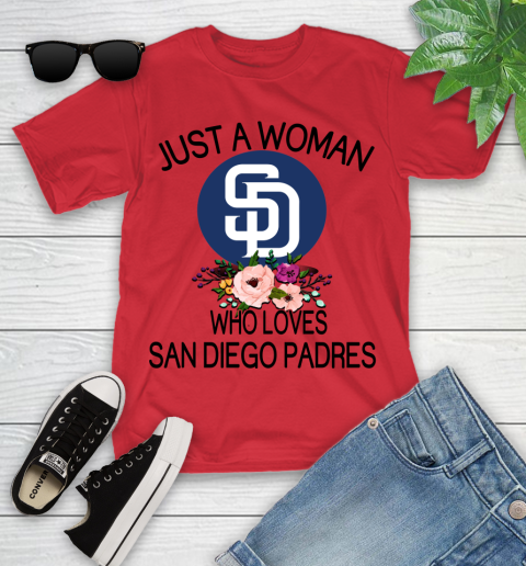 MLB Just A Woman Who Loves San Diego Padres Baseball Sports Youth T-Shirt 8