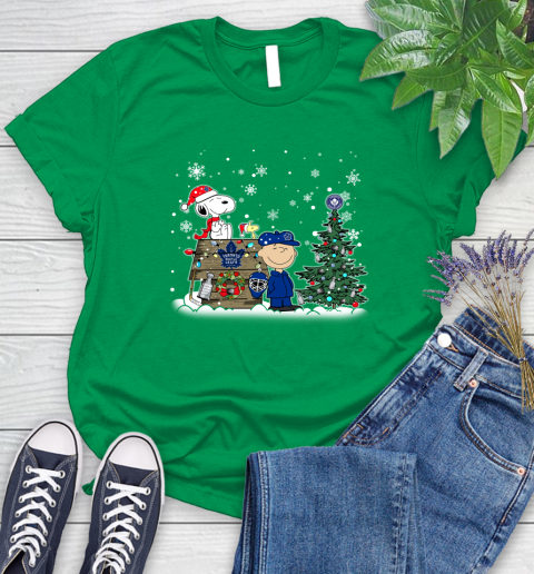 NHL Toronto Maple Leafs Snoopy Charlie Brown Woodstock Christmas Stanley Cup Hockey Women's T-Shirt 9