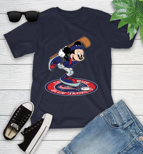 NHL Hockey Columbus Blue Jackets Cheerful Mickey Disney Shirt Youth T-Shirt 3