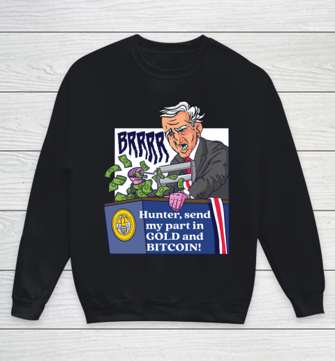 Bitcoin Joe Biden Printing Money Economy Anti Biden Anti Biden Retro Vintage Cartoon Youth Sweatshirt