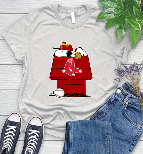 MLB Boston Red Sox Snoopy Woodstock The Peanuts Movie Baseball T Shirt Women's T-Shirt