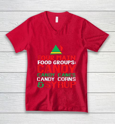 4 Main Food Groups Elf Buddy Christmas V-Neck T-Shirt 6