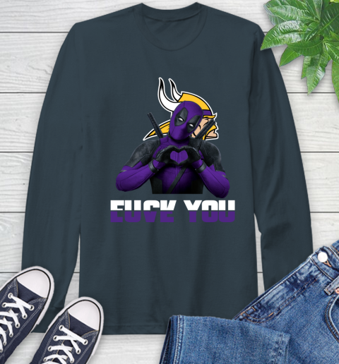 NHL Minnesota Vikings Deadpool Love You Fuck You Football Sports Long Sleeve T-Shirt 9