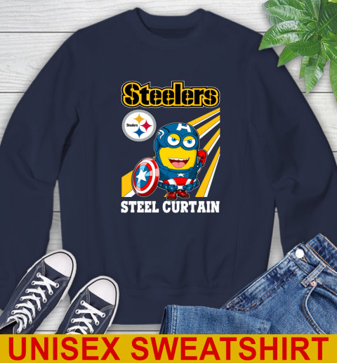 NFL Football Pittsburgh Steelers Captain America Marvel Avengers Minion Shirt Sweatshirt 2