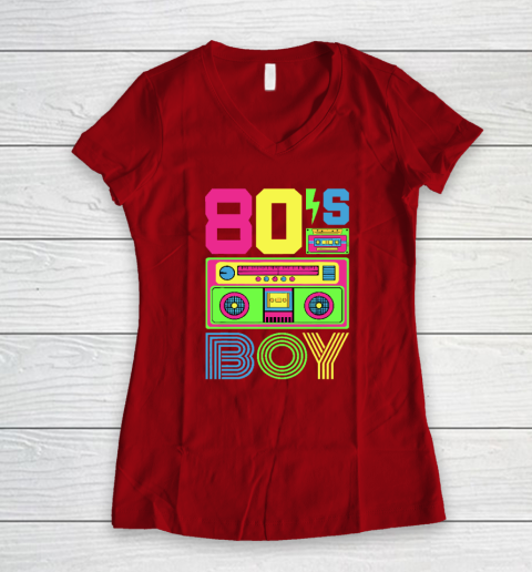 80s Boy 1980s Fashion 80 Party Outfit Eighties Women's V-Neck T-Shirt