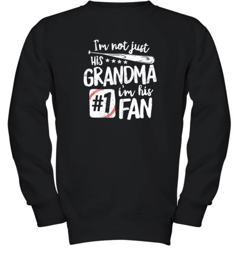 I'm Not Just His Grandma I'm His #1 Fan Baseball Gift Youth Sweatshirt
