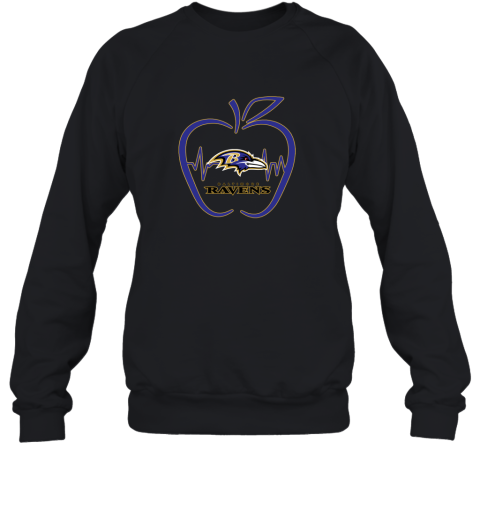 Apple Heartbeat Teacher Symbol Baltimore Ravens Sweatshirt