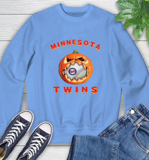 MLB Minnesota Twins Halloween Pumpkin Baseball Sports Sweatshirt 11