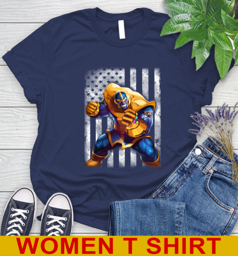 NBA Basketball Oklahoma City Thunder Thanos Marvel American Flag Shirt Women's T-Shirt 12