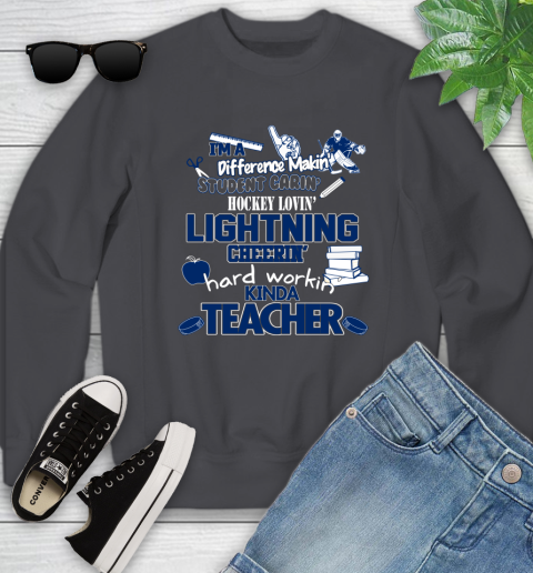 Tampa Bay Lightning NHL I'm A Difference Making Student Caring Hockey Loving Kinda Teacher Youth Sweatshirt 5