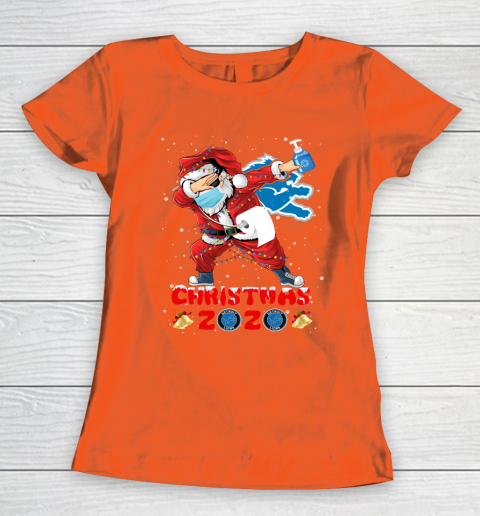 Detroit Lions Funny Santa Claus Dabbing Christmas 2020 NFL Women's T-Shirt 3