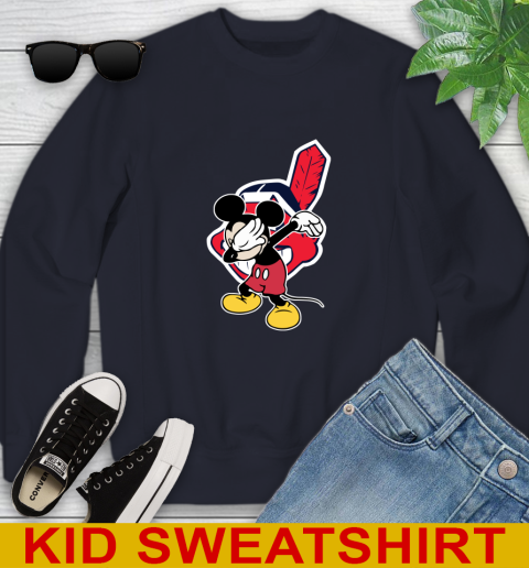 Cleveland Indians MLB Baseball Dabbing Mickey Disney Sports Youth Sweatshirt 3
