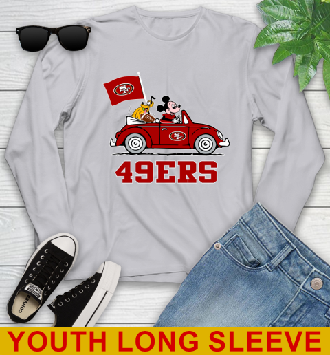 NFL Football San Francisco 49ers Pluto Mickey Driving Disney Shirt Youth Long Sleeve 6
