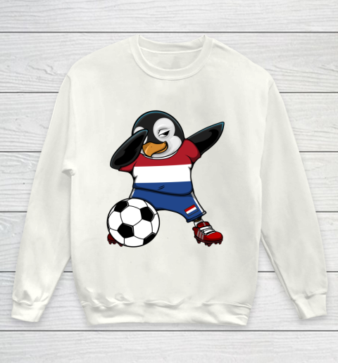 Dabbing Penguin Netherlands Soccer Fan Jersey Football Lover Youth Sweatshirt