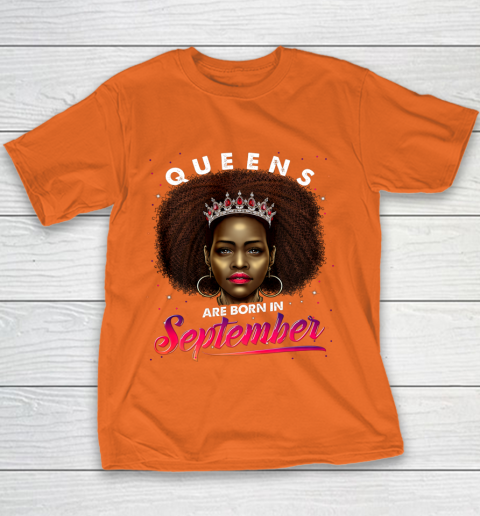 Queens Born September Shirt Black Girl Virgo Libra Birthday Youth T-Shirt 4