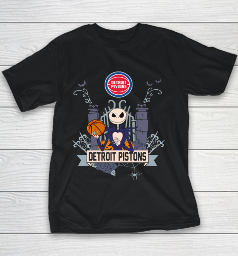 NBA Detroit Pistons Basketball Jack Skellington Halloween Youth T-Shirt