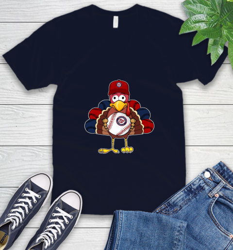 Washington Nationals Turkey thanksgiving V-Neck T-Shirt 3