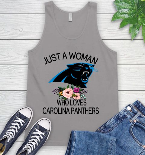 NFL Just A Woman Who Loves Carolina Panthers Football Sports Tank Top 2