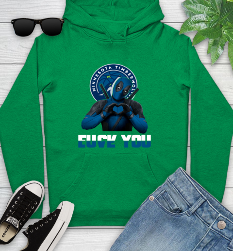 NBA Minnesota Timberwolves Deadpool Love You Fuck You Basketball Sports Youth Hoodie 9