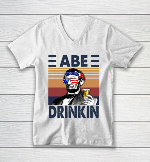 Abe Drinkin Independence Day The 4th Of July Shirt V-Neck T-Shirt