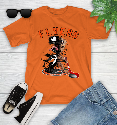 NHL Philadelphia Flyers Hockey Venom Groot Guardians Of The Galaxy Youth T-Shirt 7