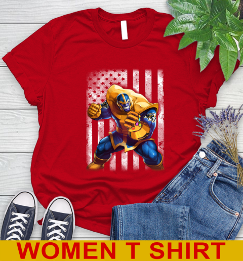 NHL Hockey Nashville Predators Thanos Marvel American Flag Shirt Women's T-Shirt 11