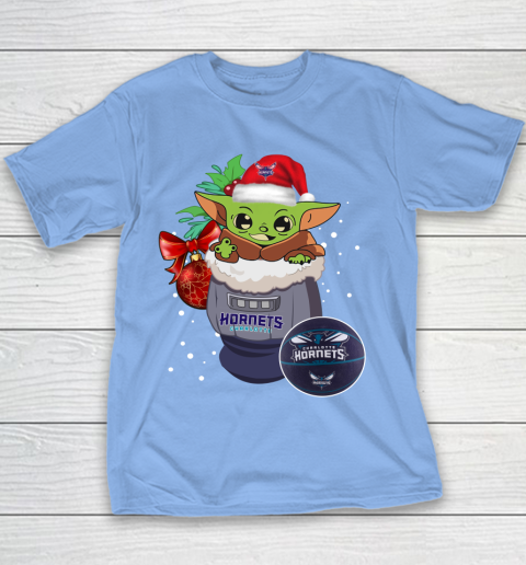 Charlotte Hornets Christmas Baby Yoda Star Wars Funny Happy NBA Youth T-Shirt 10