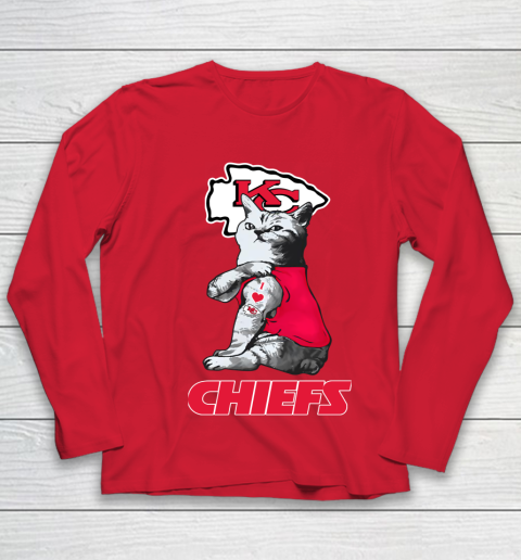 NFL Football My Cat Loves Kansas City Chiefs Youth Long Sleeve 8