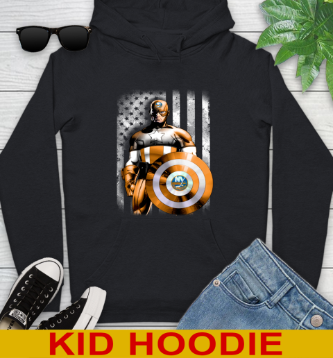 New York Islanders NHL Hockey Captain America Marvel Avengers American Flag Shirt Youth Hoodie