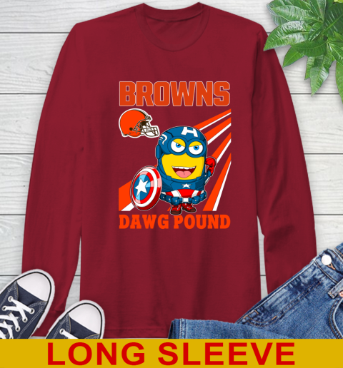 NFL Football Cleveland Browns Captain America Marvel Avengers Minion Shirt Long Sleeve T-Shirt 9