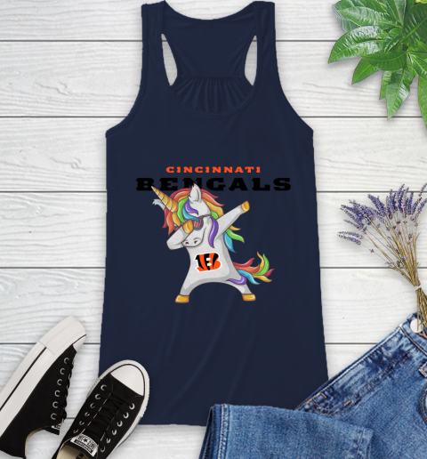 Cincinnati Bengals NFL Football Funny Unicorn Dabbing Sports Racerback Tank 12