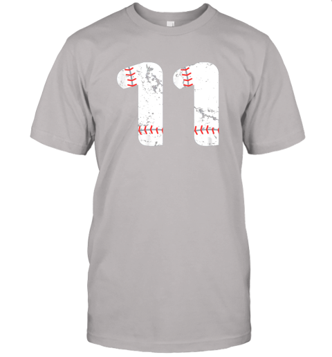 z1lc number 11 baseball vintage distressed team jersey t shirt 60 front ash
