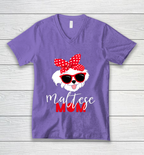 Dog Mom Shirt Dog Lovers T Shirt Maltese Mom Fur Mama V-Neck T-Shirt 8