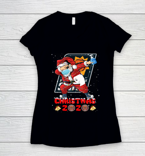 Phoenix Suns Funny Santa Claus Dabbing Christmas 2020 NBA Women's V-Neck T-Shirt