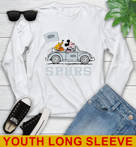 NBA Basketball San Antonio Spurs Pluto Mickey Driving Disney Shirt Youth Long Sleeve