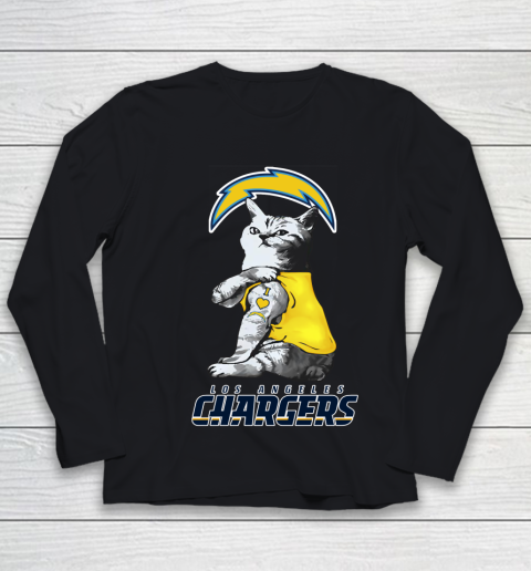 NFL Football My Cat Loves Los Angeles Chargers Youth Long Sleeve
