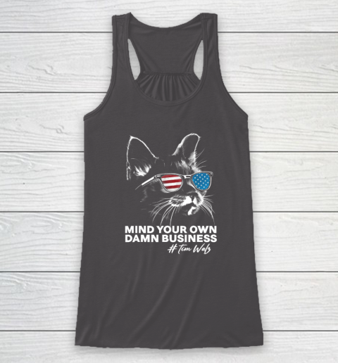 Mind Your Own Damn Business Harris Waltz Cat Lady Racerback Tank 6