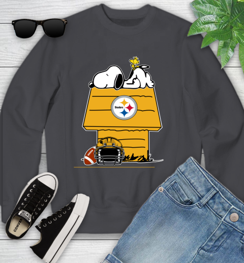 Pittsburgh Steelers NFL Football Snoopy Woodstock The Peanuts Movie Youth Sweatshirt 6