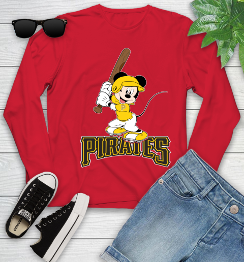 MLB Baseball Pittsburgh Pirates Cheerful Mickey Mouse Shirt Youth Long Sleeve 11