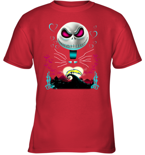 NFL Los Angeles Chargers Jack Skellington Sally The Nightmare Before Christmas Football z1BrBGTuqT1 youth t shirt 26 95 151514 front red