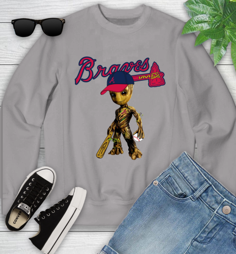 MLB Atlanta Braves Groot Guardians Of The Galaxy Baseball Youth Sweatshirt 4