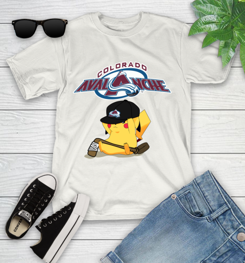 NHL Pikachu Hockey Sports Colorado Avalanche Youth T-Shirt