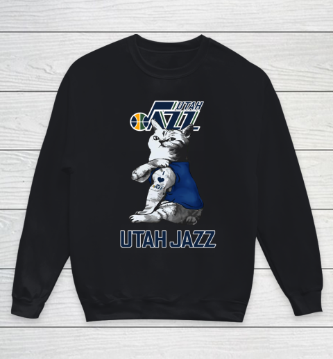 NBA Basketball My Cat Loves Utah Jazz Youth Sweatshirt