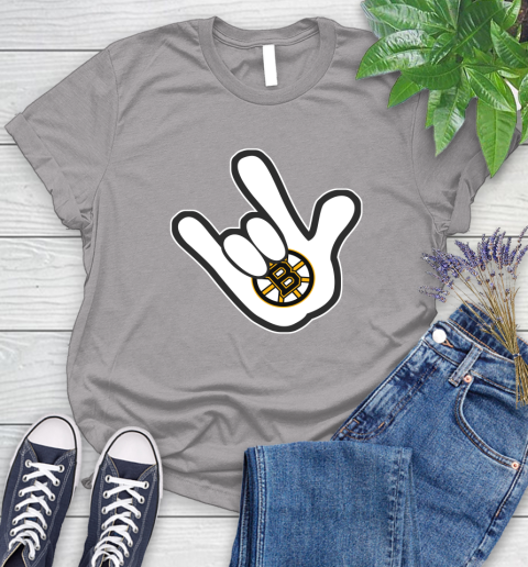 Boston Bruins NHL Hockey Mickey Rock Hand Disney Women's T-Shirt 5